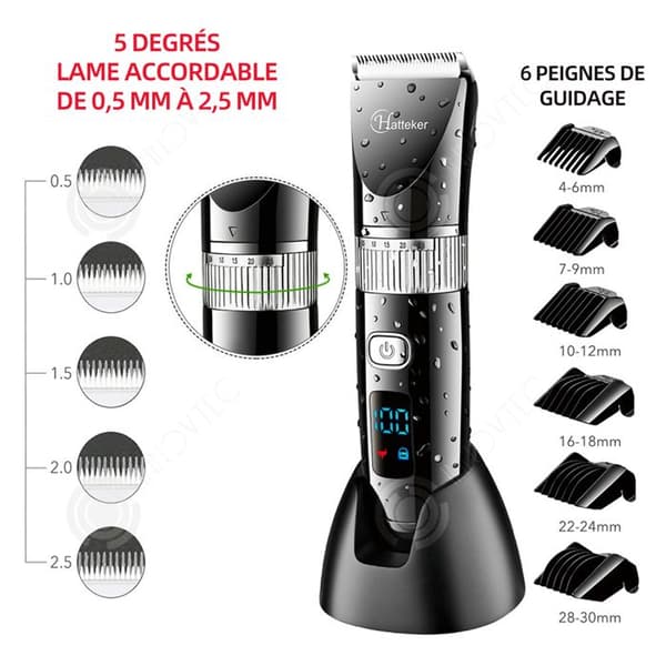 INN 3 in1 hårklippare 1200mah Skäggtrimmer Rakapparat Keramiskt huvud Digital Display Vattentät Sladdlös elektrisk Trimmer Grå