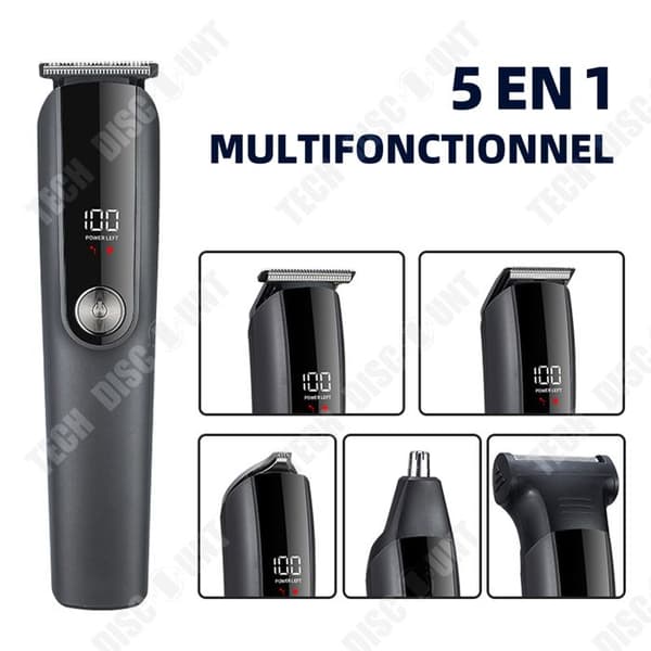 TD 5 i 1 Trimmer Daily Styling Kit för män Uppladdningsbar elektrisk trimmer med LED-skärm Skägg- och hårtrimmer för män