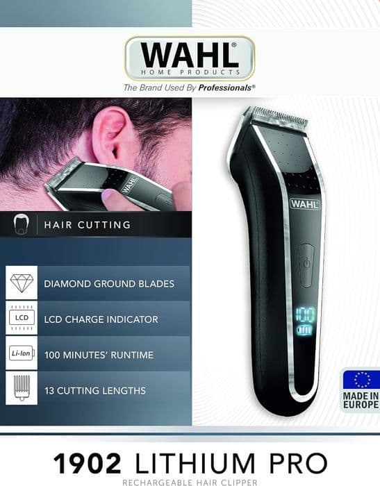 WAHL - SLADSLÖS/SLÄDDA HÅRSLIPPARE - LITHIUM PRO LCD 1902