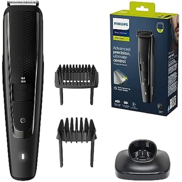 Skäggtrimmer - PHILIPS - Series 5000 - 40 klipphöjder - 90 min batteritid - 100% vattentålig Svart