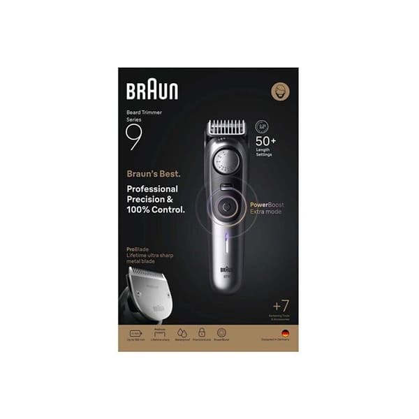 Skäggtrimmer - BRAUN - Series 9 - 180 Min Autonomi - 50 Längder - ProBlade Kniv