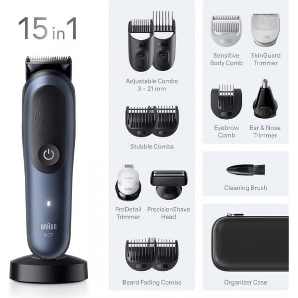 Braun All-in-One Serie 7 multifunktionstrimmer, AIO7580, blå