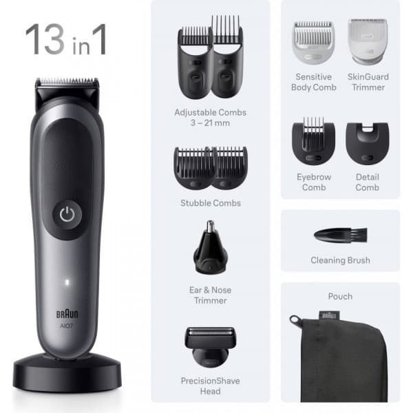 Braun All-in-One Series 7 multifunktionstrimmer, AIO7560, grå