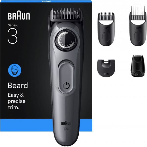 Braun Series 3 skäggtrimmer, BT3560, Grå Svart, Grå