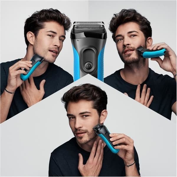 Elektrisk skäggrakapparat för män - BRAUN - Series 3 Shave & Style 3010BT - Wet & Dry-teknik - Svart / Blå