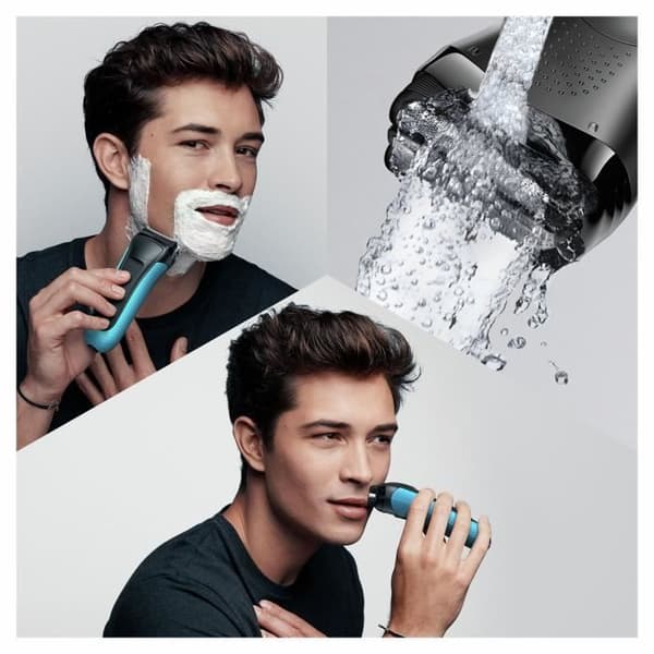Elektrisk skäggrakapparat för män - BRAUN - Series 3 Shave & Style 3010BT - Wet & Dry-teknik - Svart / Blå