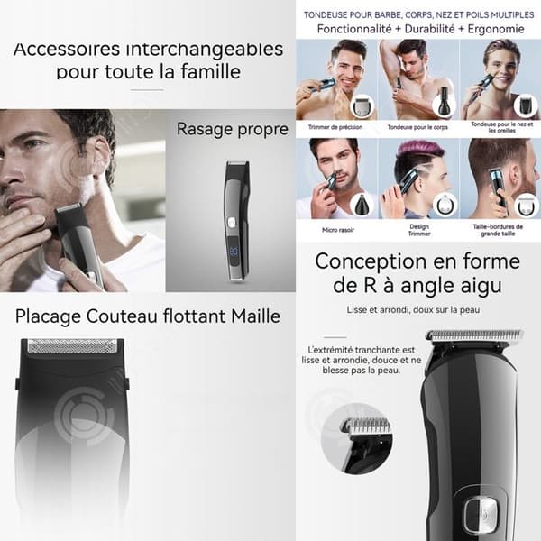 INN Hair Clipper Men 6 i 1 220v 600mah IPX6 LCD 2-hastighets USB-hårklippare med 6 typer av knivar och 4 gränskammar