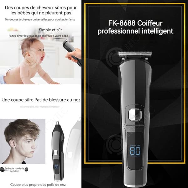 INN Hair Clipper Men 6 i 1 220v 600mah IPX6 LCD 2-hastighets USB-hårklippare med 6 typer av knivar och 4 gränskammar