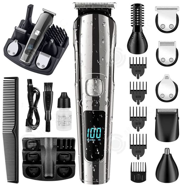 INN Hair Clipper Men 6 i 1 220v 600mah IPX6 LCD 2-hastighets USB-hårklippare med 6 typer av knivar och 4 gränskammar