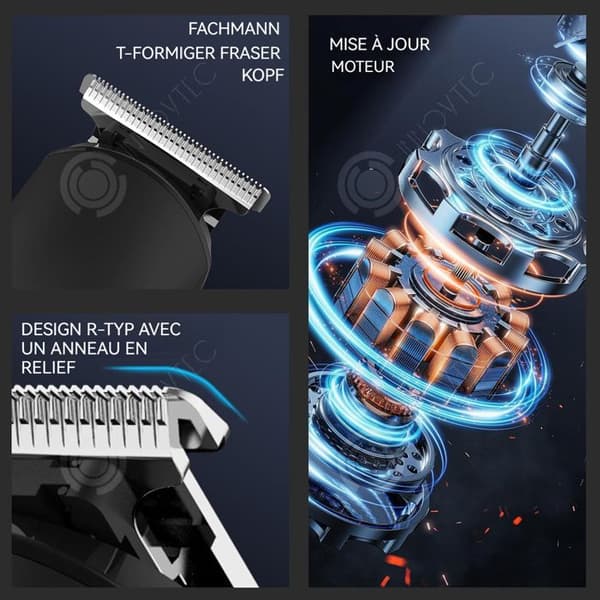 INN Hair Clipper Men 6 i 1 600 mah LCD-skärm IPX6 USB-laddande hårtrimmer med 6 typer av knivar och 4 gränskammar