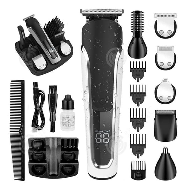 INN Hair Clipper Men 6 i 1 600 mah LCD-skärm IPX6 USB-laddande hårtrimmer med 6 typer av knivar och 4 gränskammar