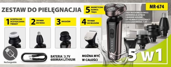 MAESTRO MR-674 5-i-1 USB-barbersæt