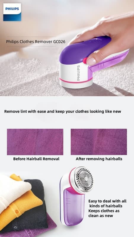 "Philips GC026 Fabric Shaver - batteridrevet fnugfjerner til tøj og trøjer