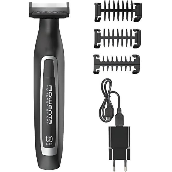 ROWENTA FOREVER SHARP 3 i 1 skäggtrimmer - Avtagbart huvud - Batteritid 120 min - Wet &amp; Dry - Svart Svart, Silver