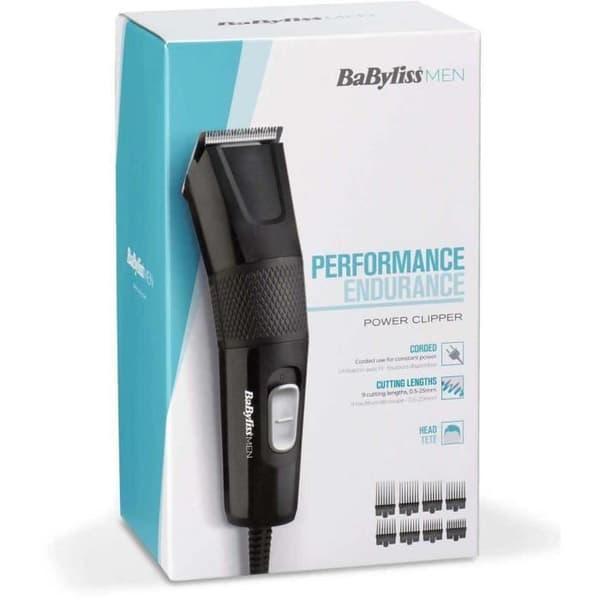 BABYLISS E756E - Elektrisk hårklipper med ledning - XL 45 mm klinger - 9 klippehøjder - Hurtig rengøring - Sort
