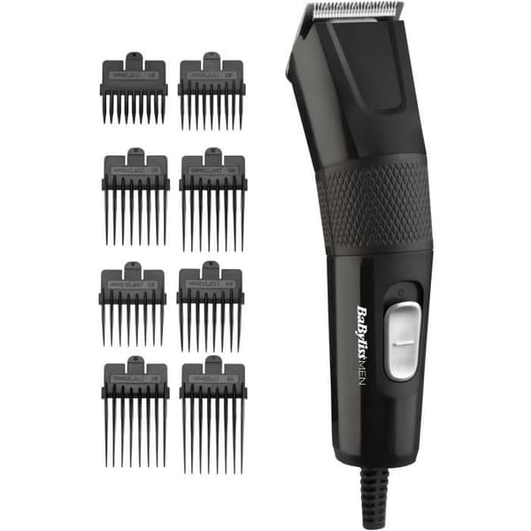 BABYLISS E756E - Elektrisk hårklipper med ledning - XL 45 mm klinger - 9 klippehøjder - Hurtig rengøring - Sort