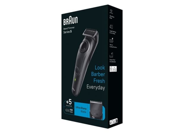 Braun BeardTrimmer 5 BT5430, Batteri, Sort