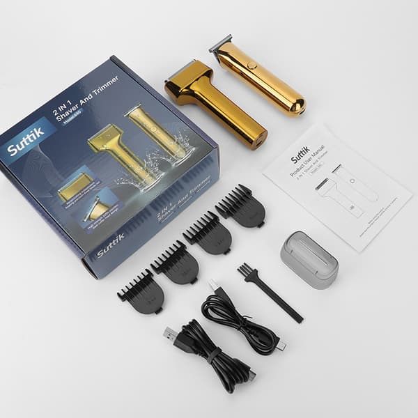 INF 2-i-1 elektrisk barbermaskine og hårtrimmer med bajonetfunktion Guld