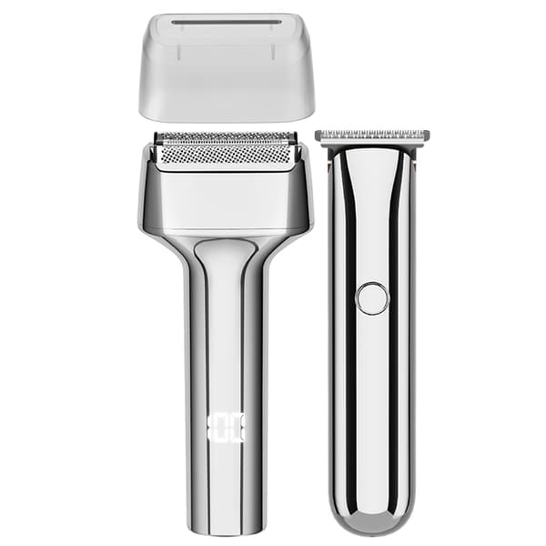 INF 2-i-1 rakapparat och hårtrimmer med fram- och återgående rörelse Silver