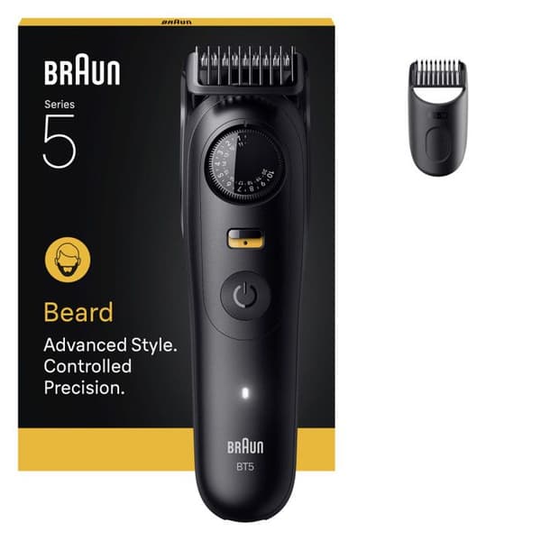 Braun Skäggtrimmer Serie 5, + 2 Verktyg För Att Skapa Din Stil, 20 Längder, Vass Kniv, BT5500, Svart