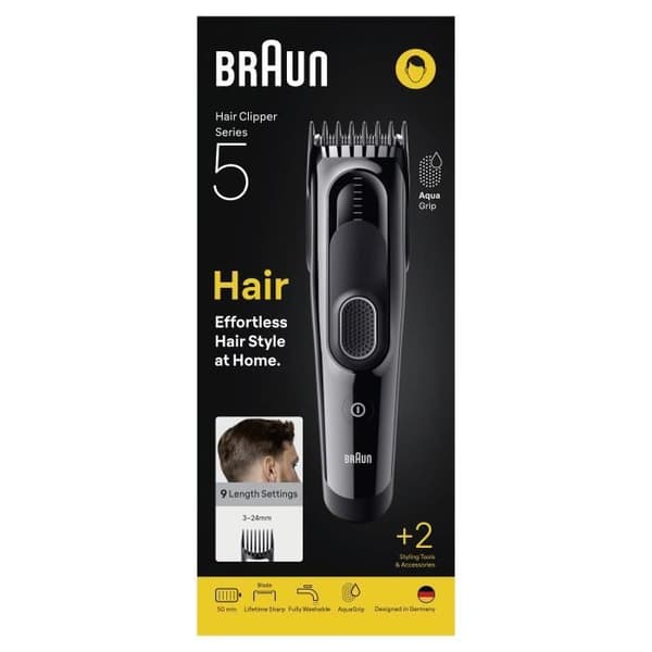 Hårklippare - BRAUN - HC5510 - Trådlös - 50 min - 9 inställningar - Svart