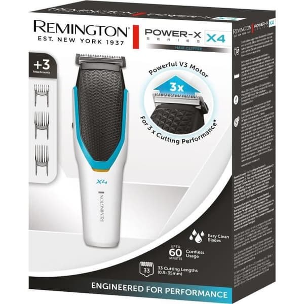 Hårklippare - REMINGTON - HC4000 X4 Power Xseries - Autonomi 60 min - Design Vit/Blå