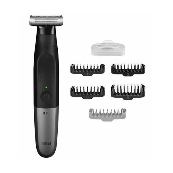 BRAUN Series X XT5100 sladdlös rakapparat, trimmer och trimmer i svart och grått med 5 tillbehör och resväska, våtbruk