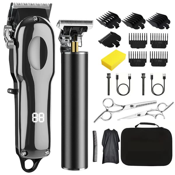 INF LED Gun Silver Hårklippare + 2 Kit med Fullständiga Tillbehör