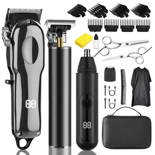 INF LED Gun Sølv Hårklipper + Nesetrimmer 3-delt sett