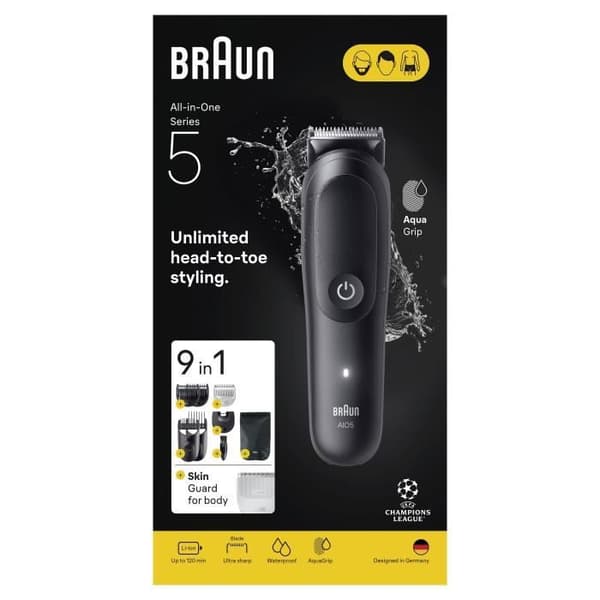 Hår- och skäggtrimmer - BRAUN - AIO5540 - 120 min - 14 inställningar - Svart