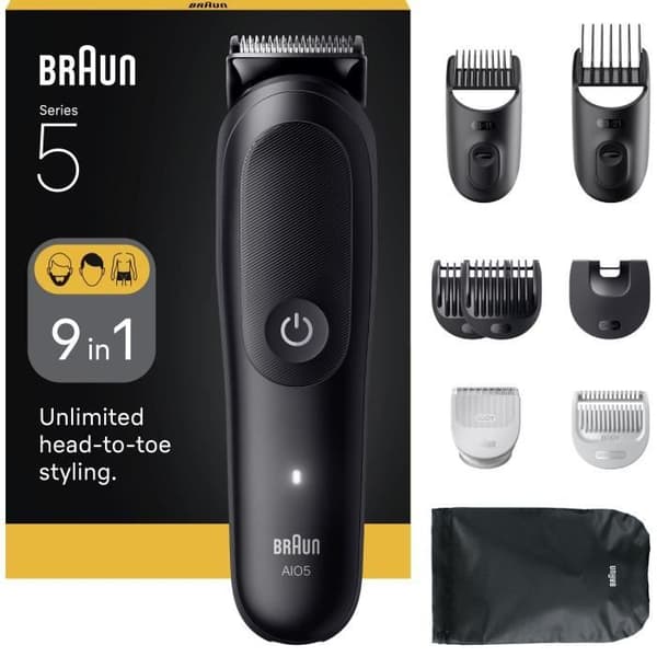 Hår- och skäggtrimmer - BRAUN - AIO5540 - 120 min - 14 inställningar - Svart