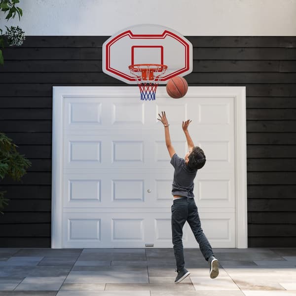 Basketballkurv, 91x61 cm, Hvid Rød