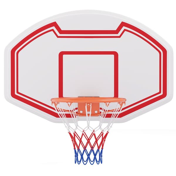Basketballkurv, 91x61 cm, Hvid Rød