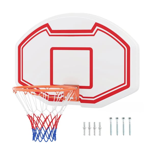 Basketballkurv, 91x61 cm, Hvid Rød