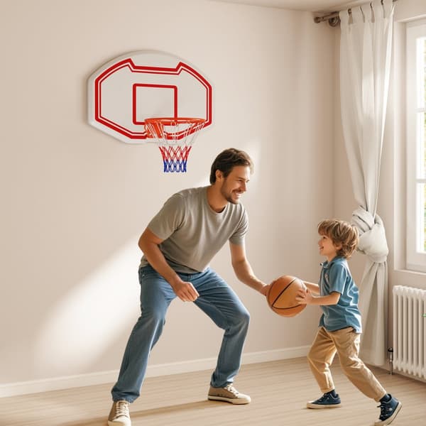 Basketballkurv, 91x61 cm, Hvid Rød