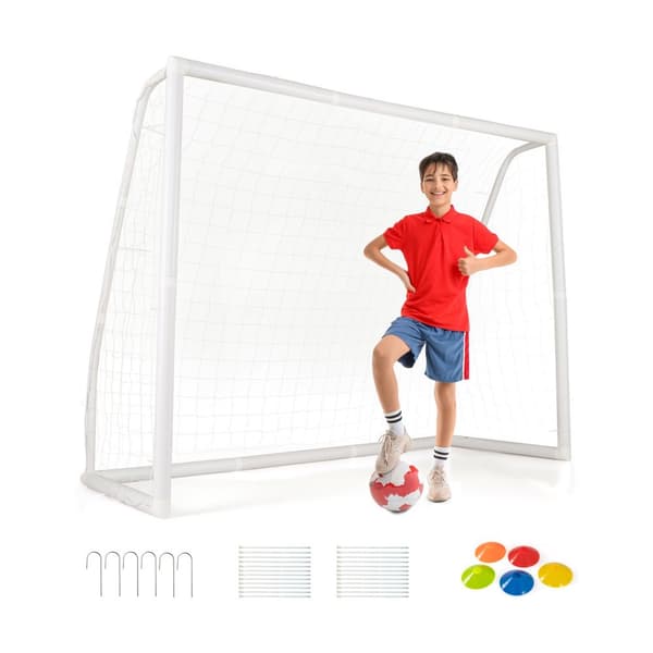 Fodboldmål, 8x3x6 ft, Hvid