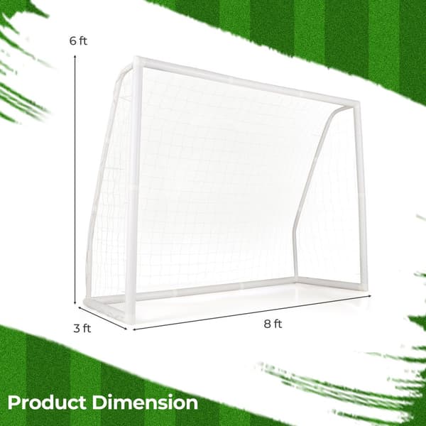 Fodboldmål, 8x3x6 ft, Hvid
