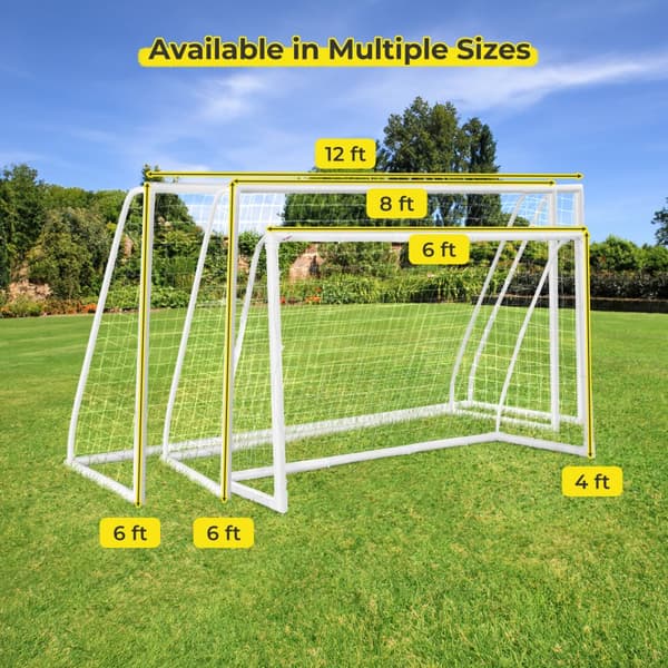 Fodboldmål, 8x3x6 ft, Hvid