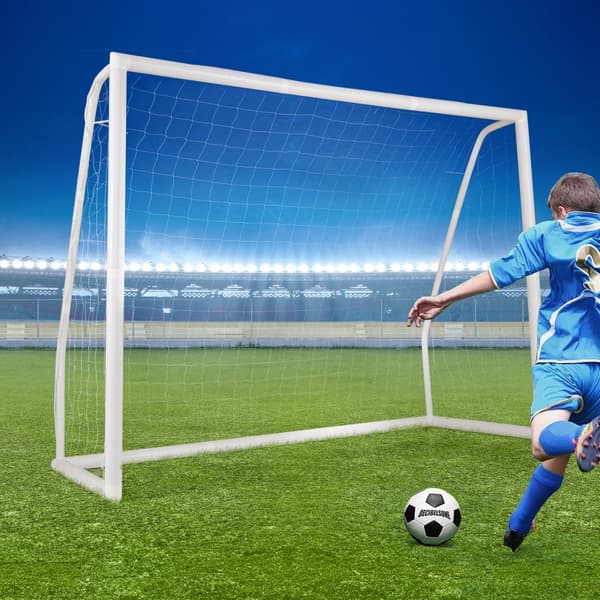 Fodboldmål, 8x3x6 ft, Hvid