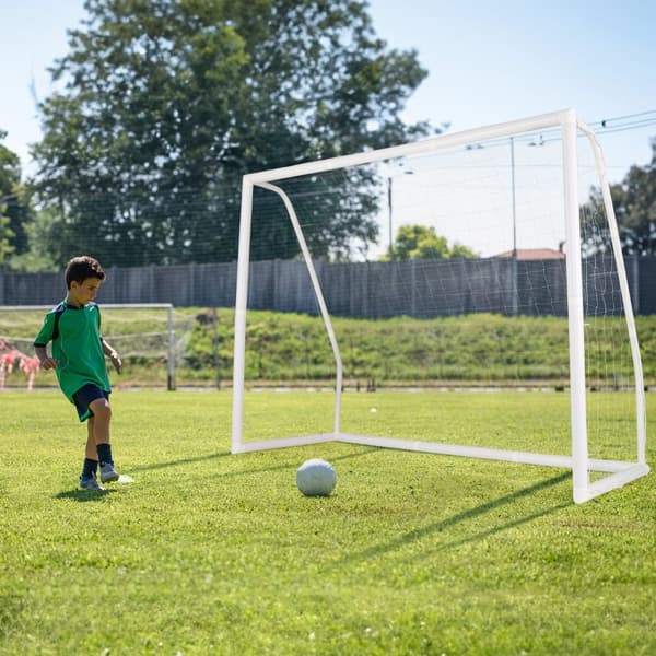 Fodboldmål, 8x3x6 ft, Hvid