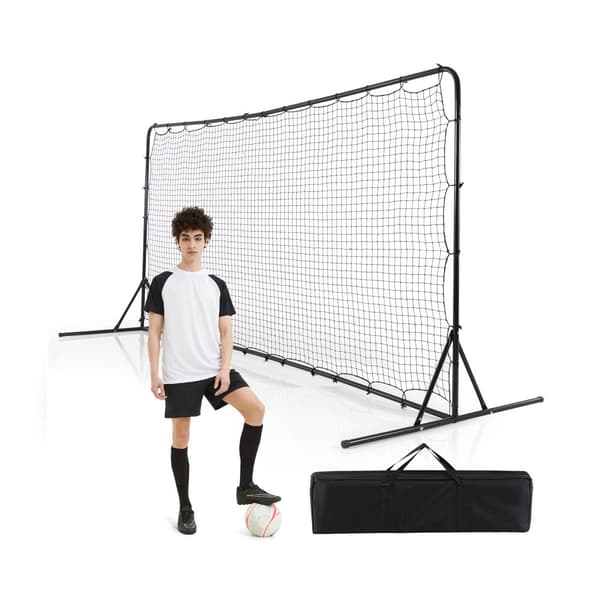 Fodbold Rebounder Net, 375x151x185 cm, Sort/Hvid
