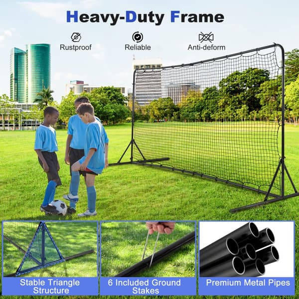 Fodbold Rebounder Net, 375x151x185 cm, Sort/Hvid