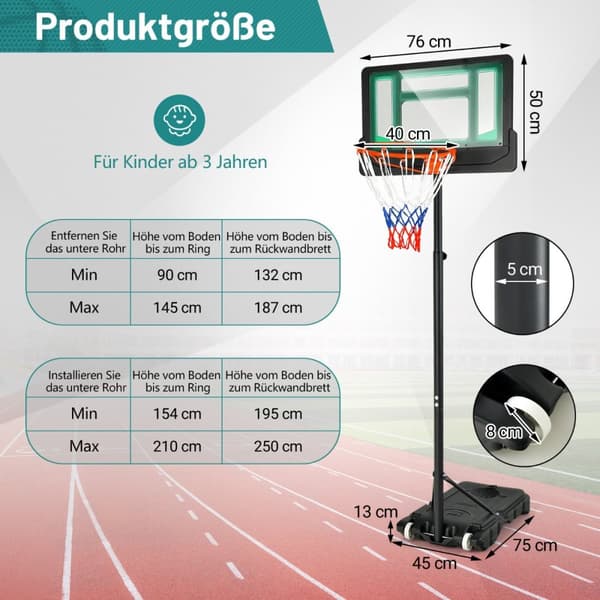 Basketbollställning, 51x72.5x98.5 tum, Grön