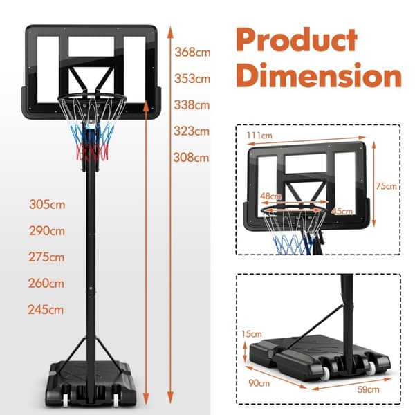 Basketbollställning, 111cm x 75cm, Svart