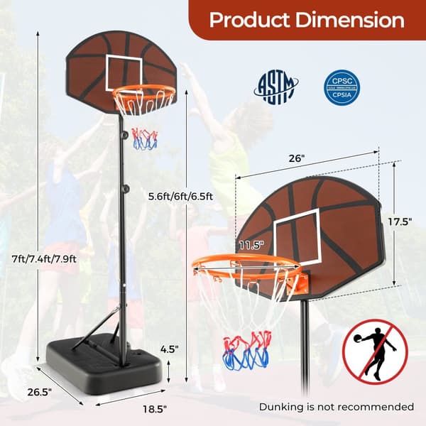 Basketballkurv, 26x17,5 tommer, Sort