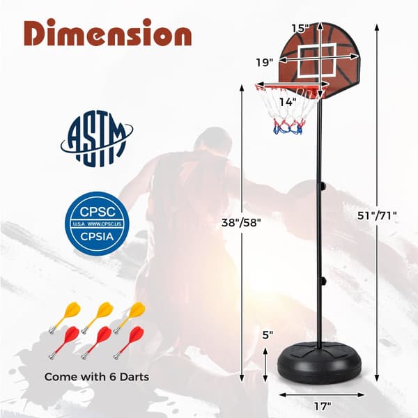 Basketballkurv med Dartskive, 43x13 cm, Sort