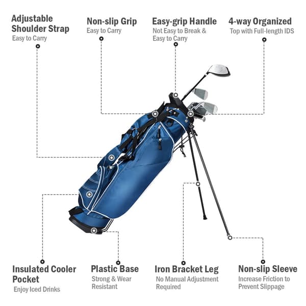 Golfbag, 25.4x17.78x88.9 cm, Blå