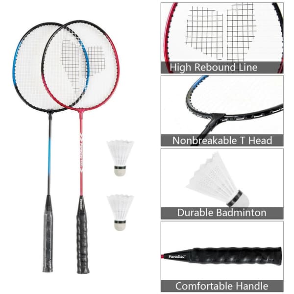 Bärbar Badmintonset, 116.5x13.5x61 tum, Gul Blå