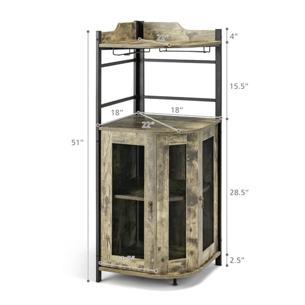 Bar Skab, 19x19x51 tommer, Rustikt Brun