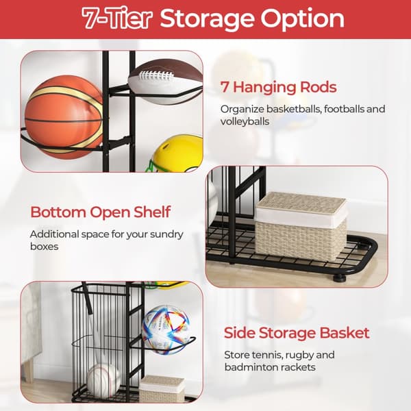 Basketball Holder, 23,5x9,5x58 cm, Sort